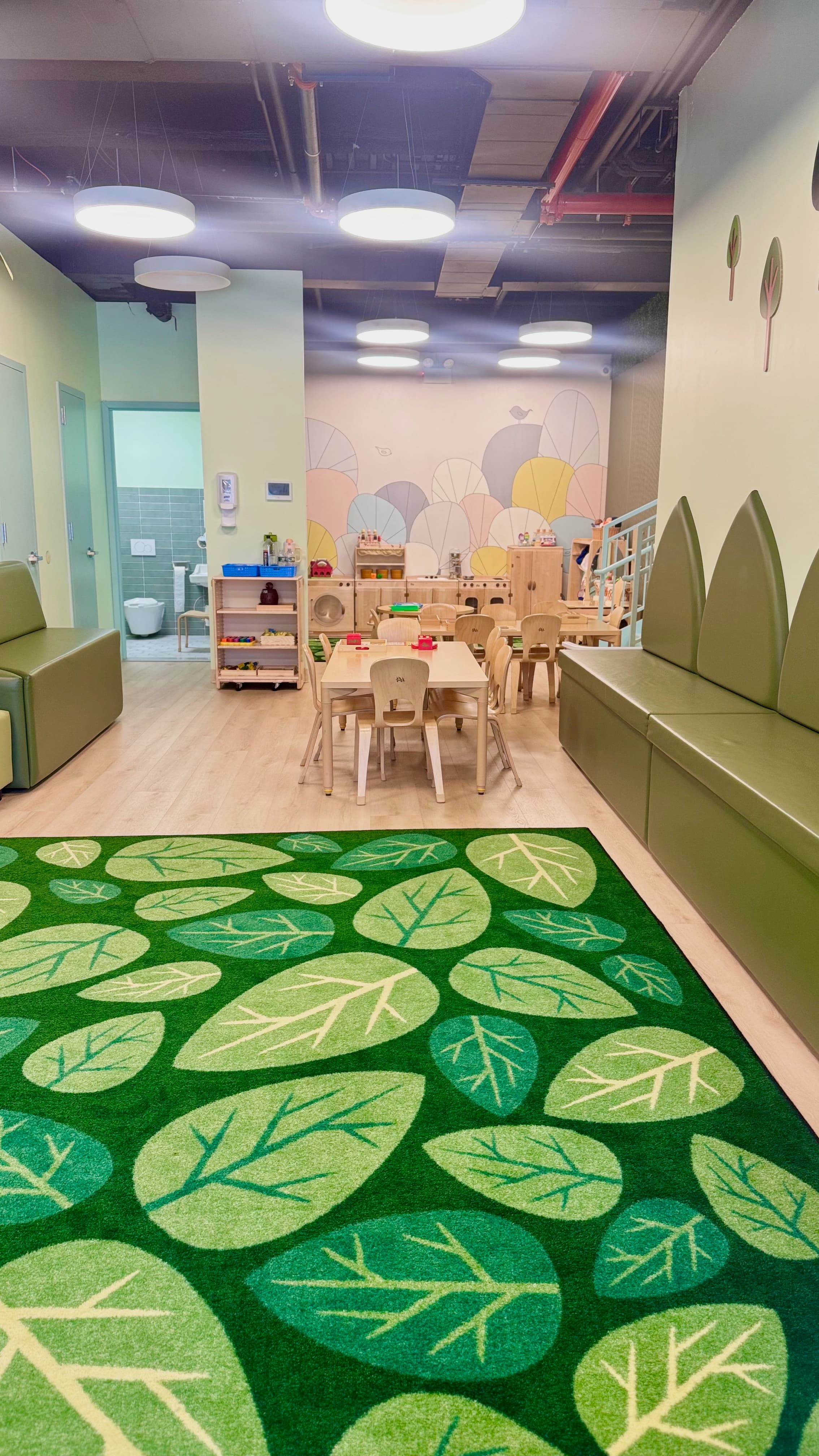 Flamingos Pre-K classroom play village at our Brooklyn Heights center