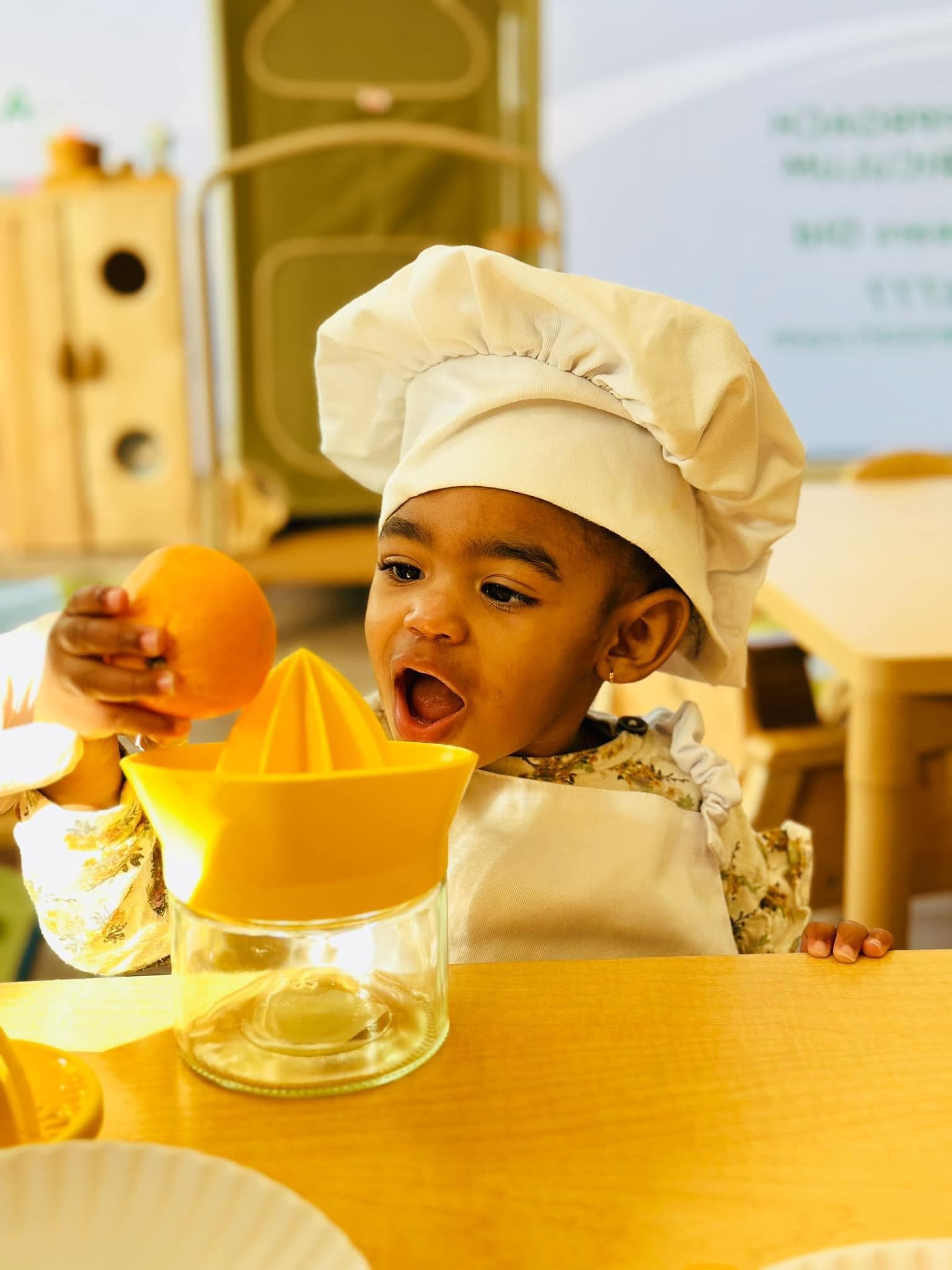Child engaged in Cooking activity