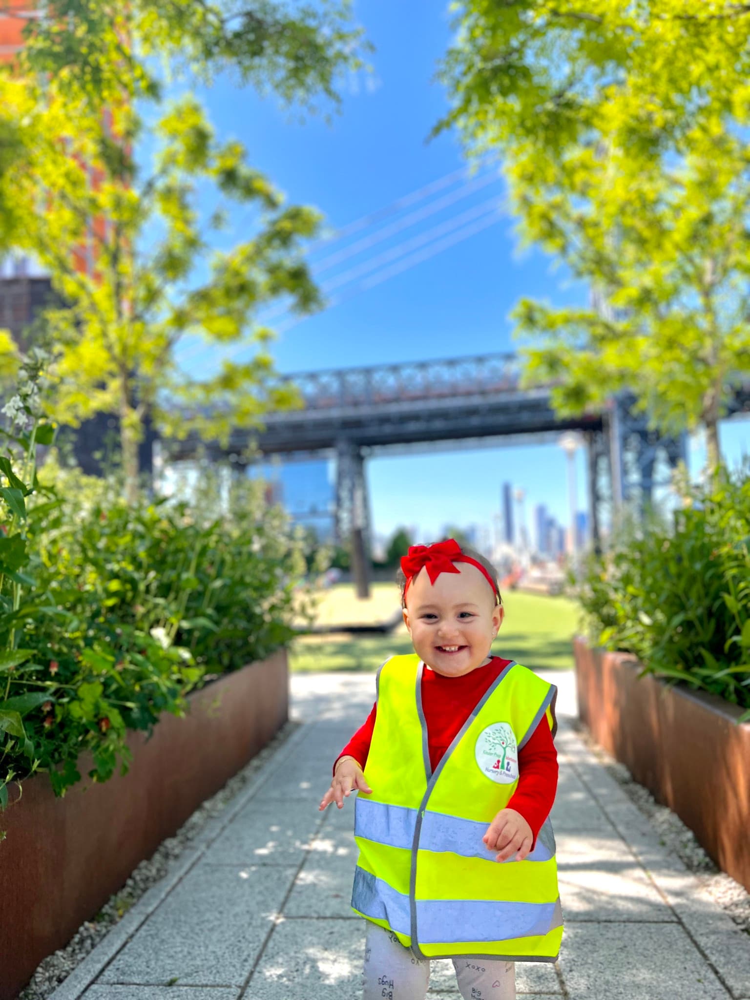 Happy toddler at park field trip