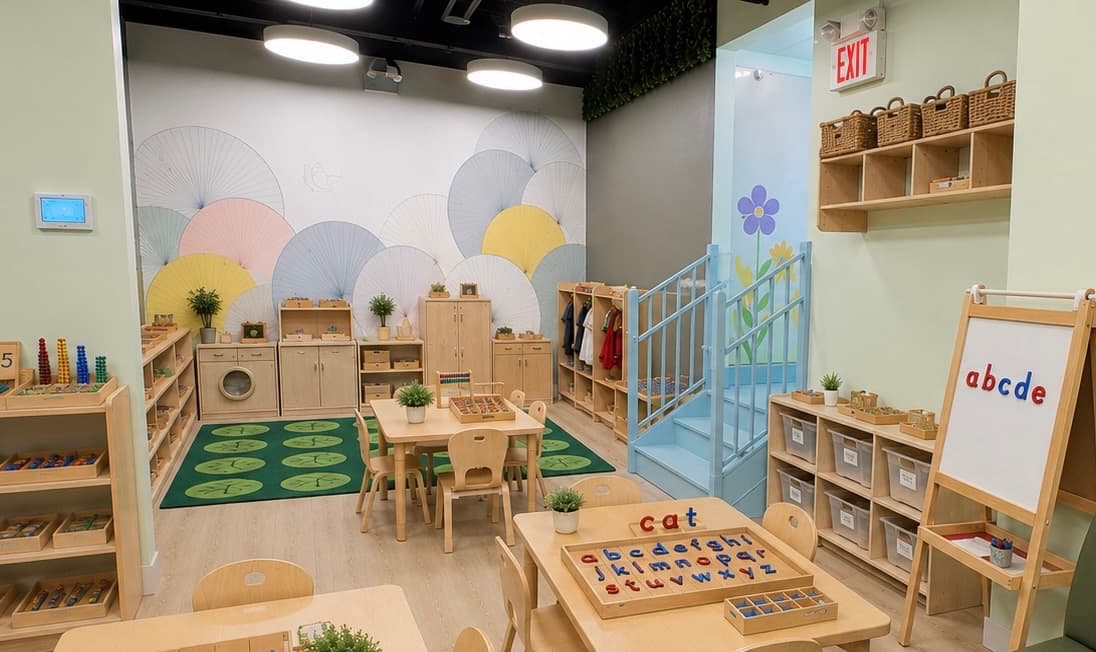 Brooklyn Heights preschool classroom with Montessori materials